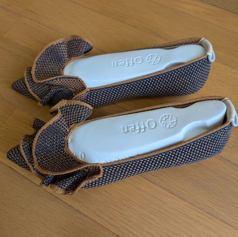 新品未使用 Offen フリル付きフラットシューズ ネイビー 40