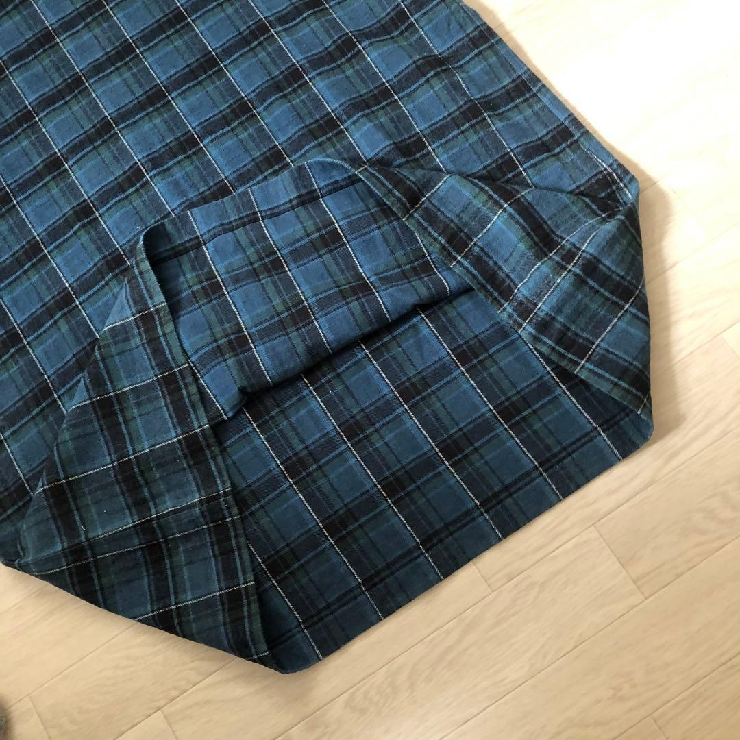 45R インドネル　チェック柄ワンピース Rロゴ刺繍入り　ふっくら袖