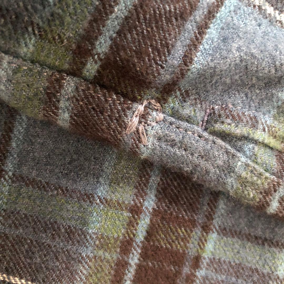 45R インドネル　チェック柄ワンピース Rロゴ刺繍入り　ふっくら袖