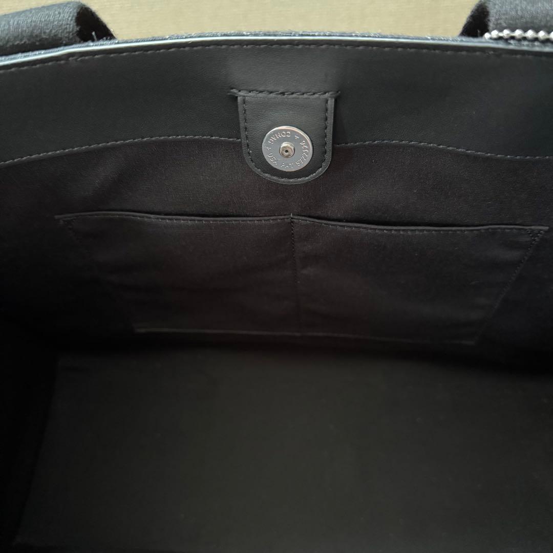 Coach ブラック スミス ラージ トート バッグ・シグネチャー デニム