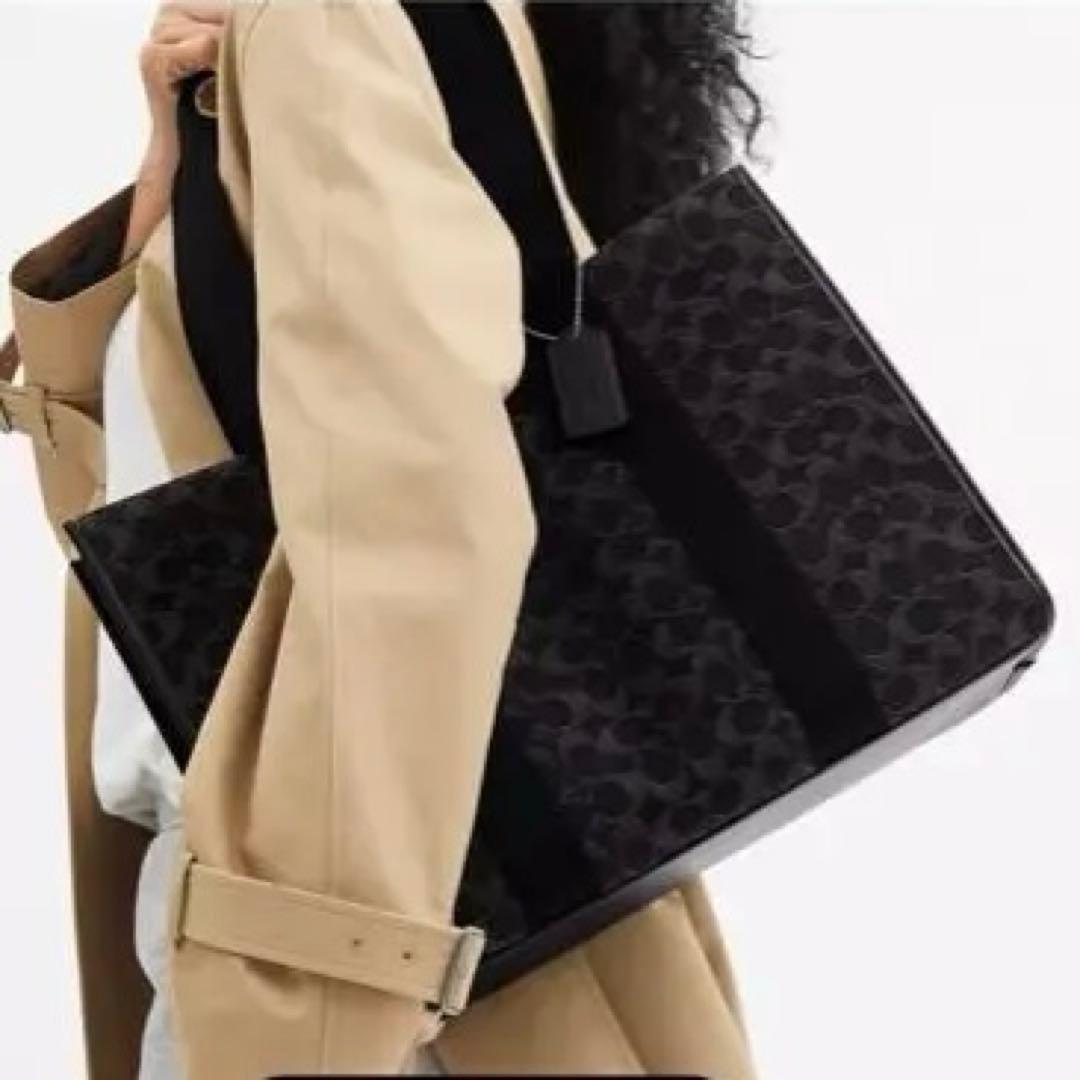 Coach ブラック スミス ラージ トート バッグ・シグネチャー デニム