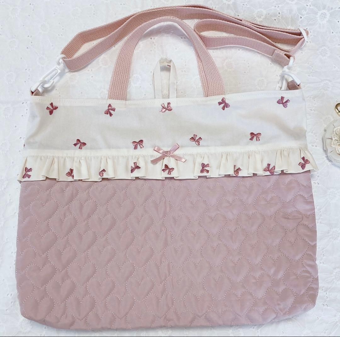 mimi様　ヌビ　レッスンバッグ　上履き袋　りぼん　刺繍生地　体操着袋