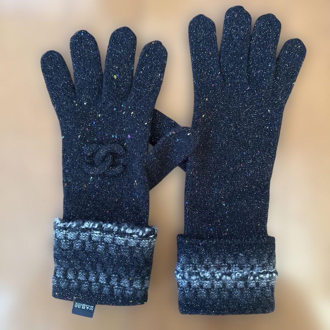 レア品！キラキラ可愛い⭐︎　CHANEL シャネル手袋　ブラック　黒系