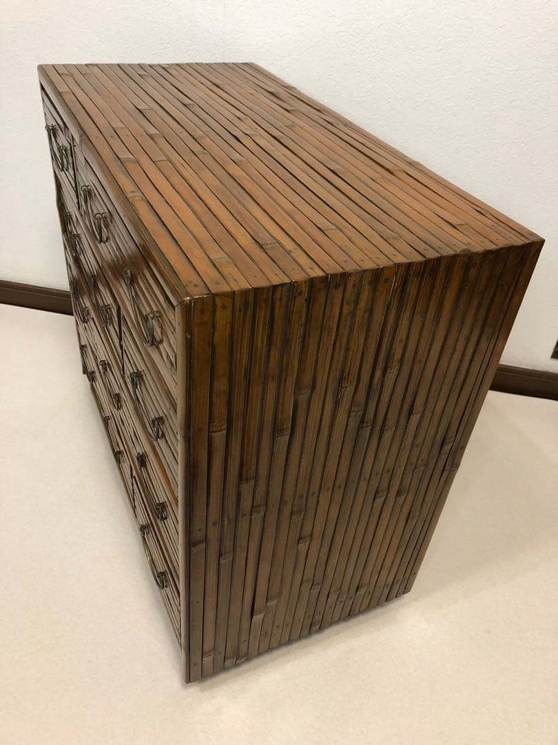 良い雰囲気 バンブーチェスト アジアンチェスト 4段8杯 キャスター付 送料無料