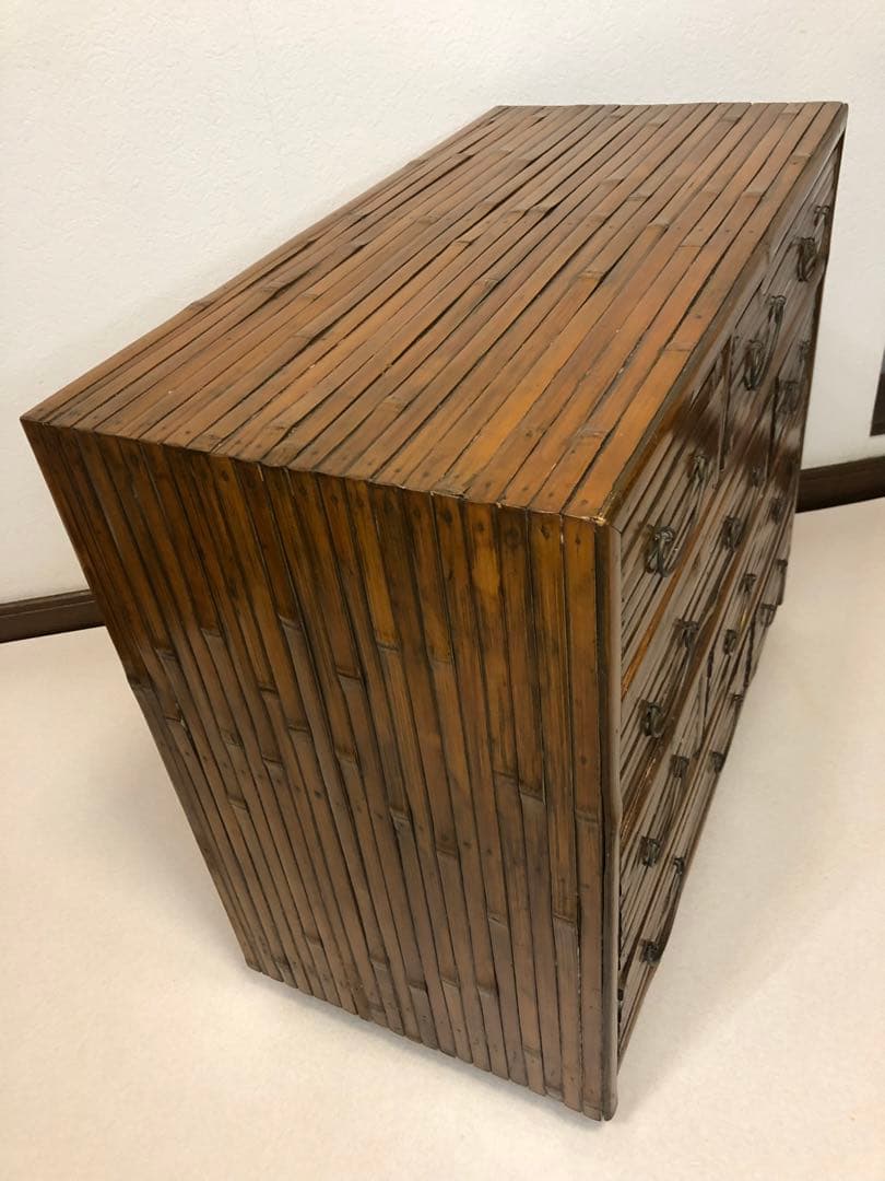 良い雰囲気 バンブーチェスト アジアンチェスト 4段8杯 キャスター付 送料無料