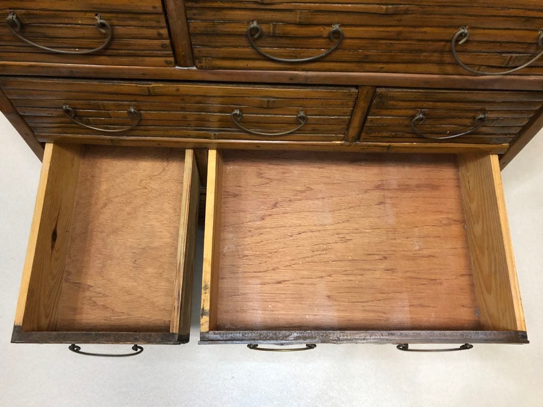 良い雰囲気 バンブーチェスト アジアンチェスト 4段8杯 キャスター付 送料無料