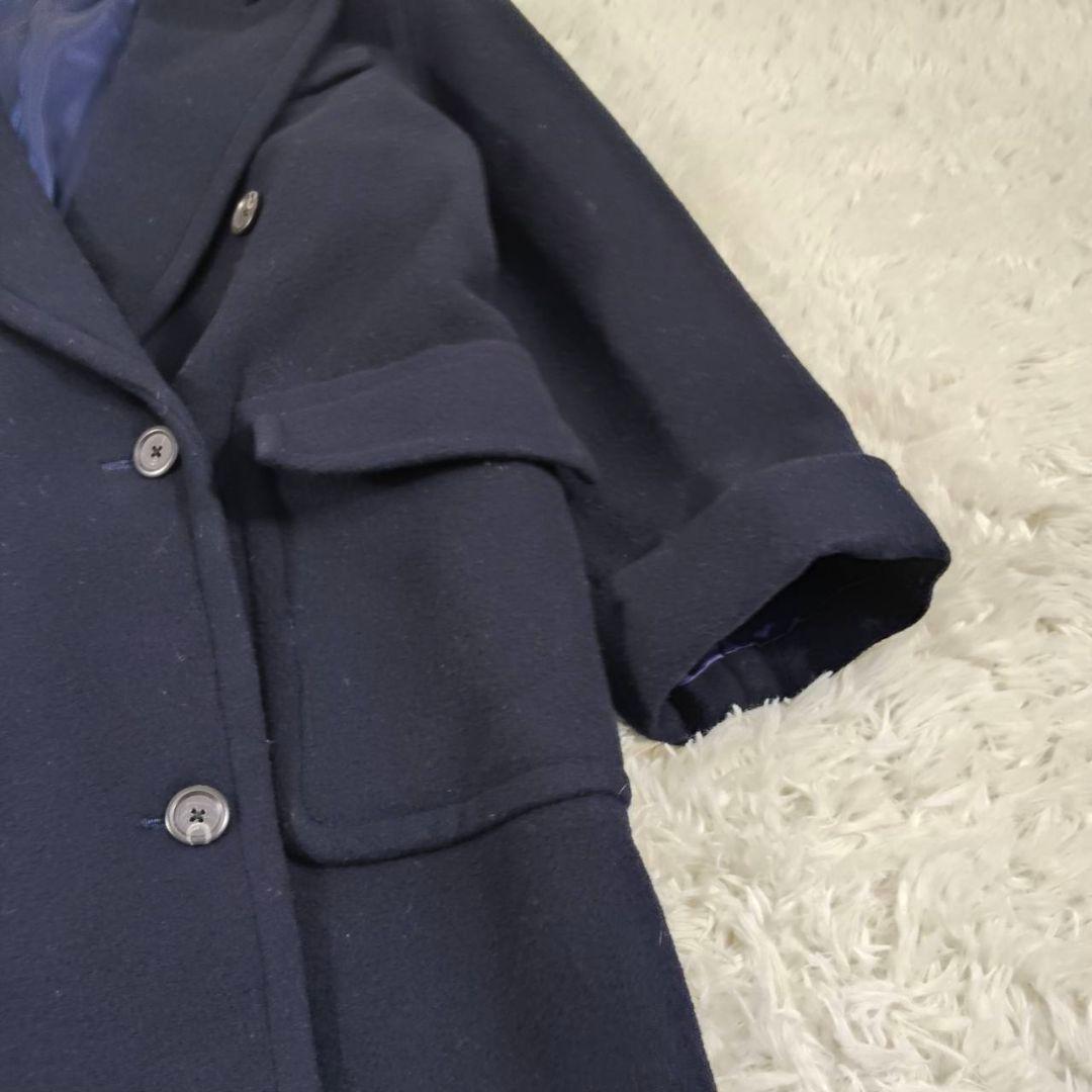 ラルフローレン マキシ丈 ダブルチェスターコート ウール ネイビー 美品