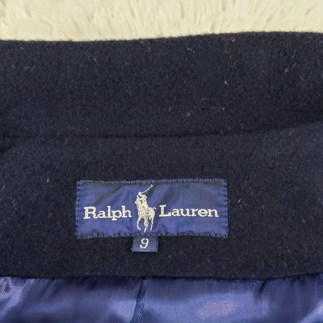 ラルフローレン マキシ丈 ダブルチェスターコート ウール ネイビー 美品