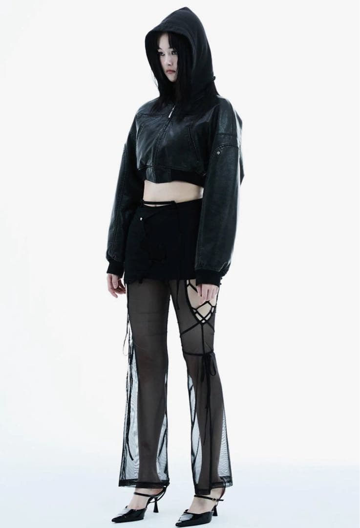 レッグウェア S lace up leggings tulle theredthread