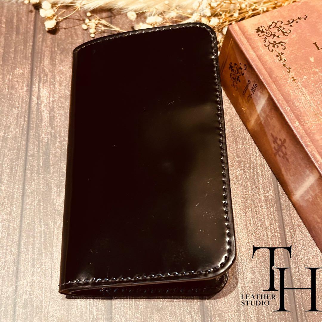 コードバン　新喜皮革　ミドルウォレット　ブラック