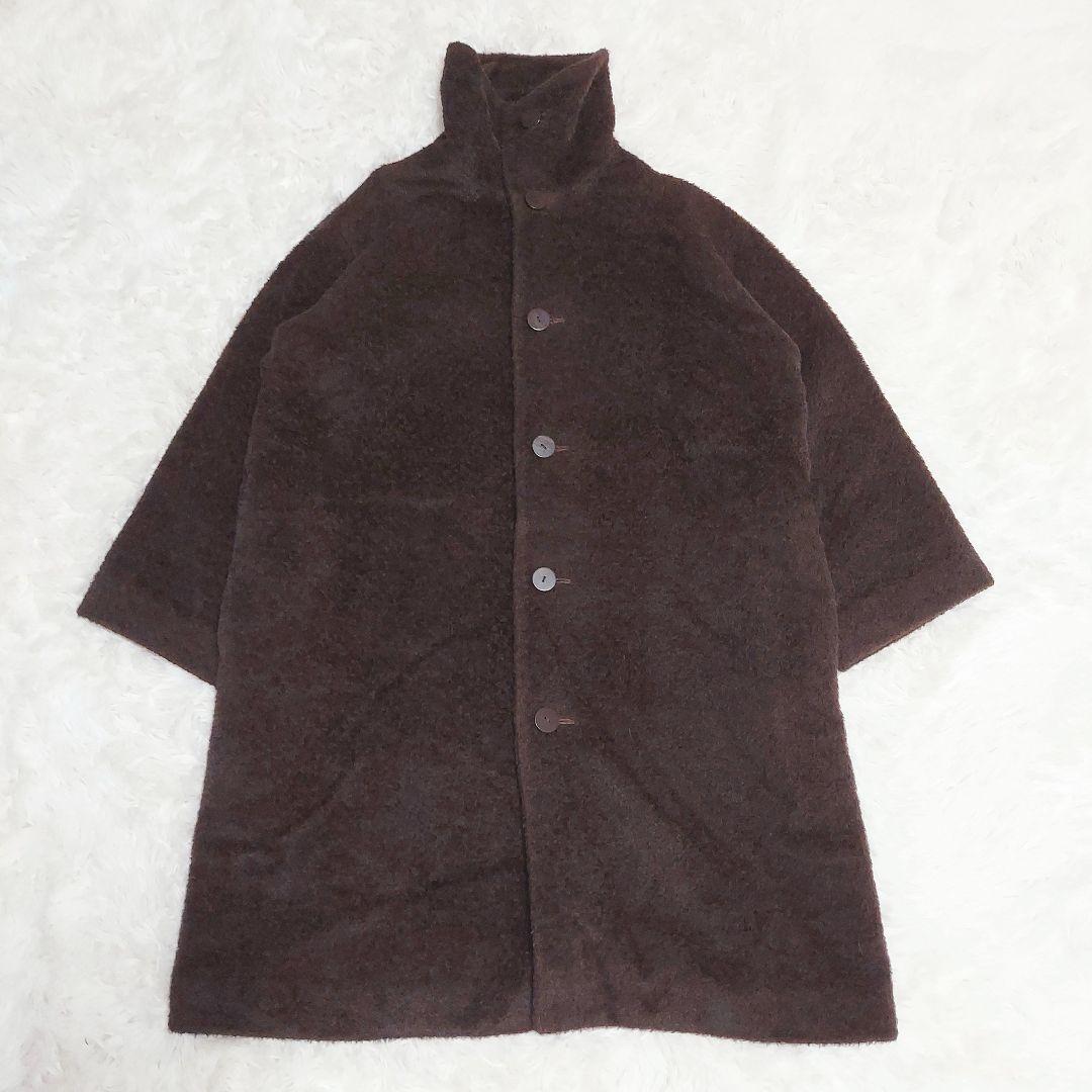 Jurgen Lehl アルパカ混 シャギーコート ロング丈 ブラウン