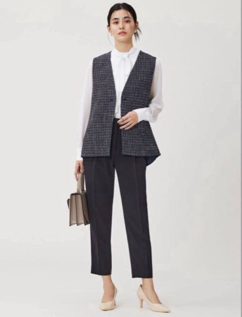 プラステ　【新品】　ツイードペプラムジレ　S