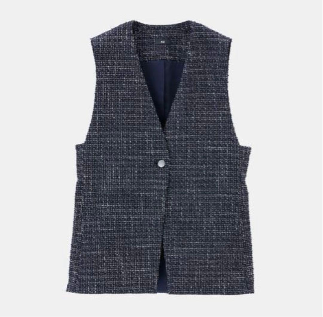 プラステ　【新品】　ツイードペプラムジレ　S