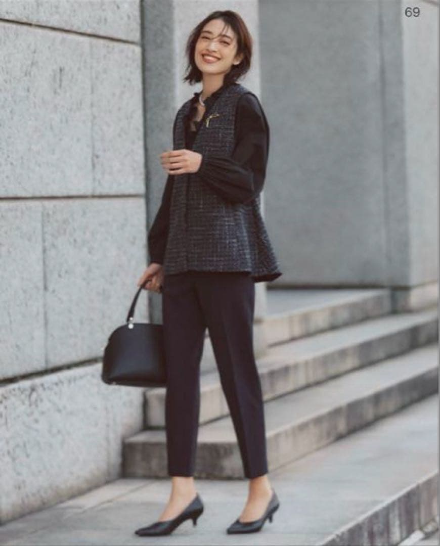 プラステ　【新品】　ツイードペプラムジレ　S