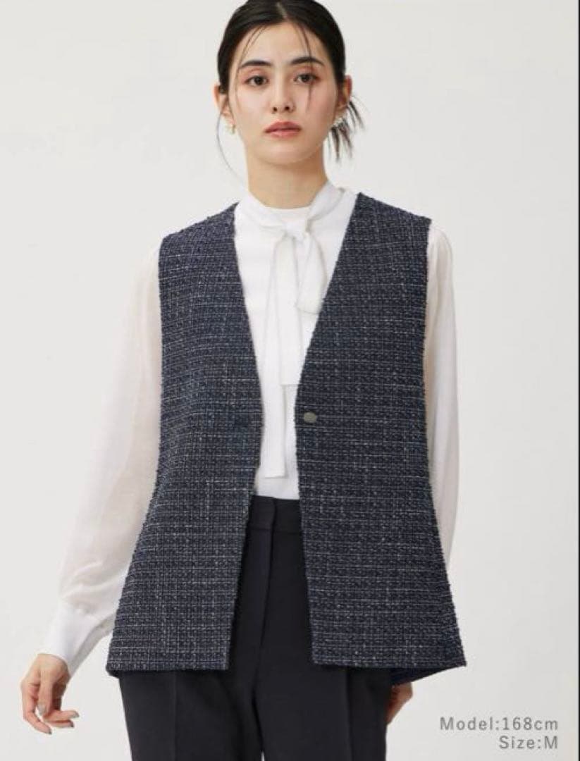 プラステ　【新品】　ツイードペプラムジレ　S