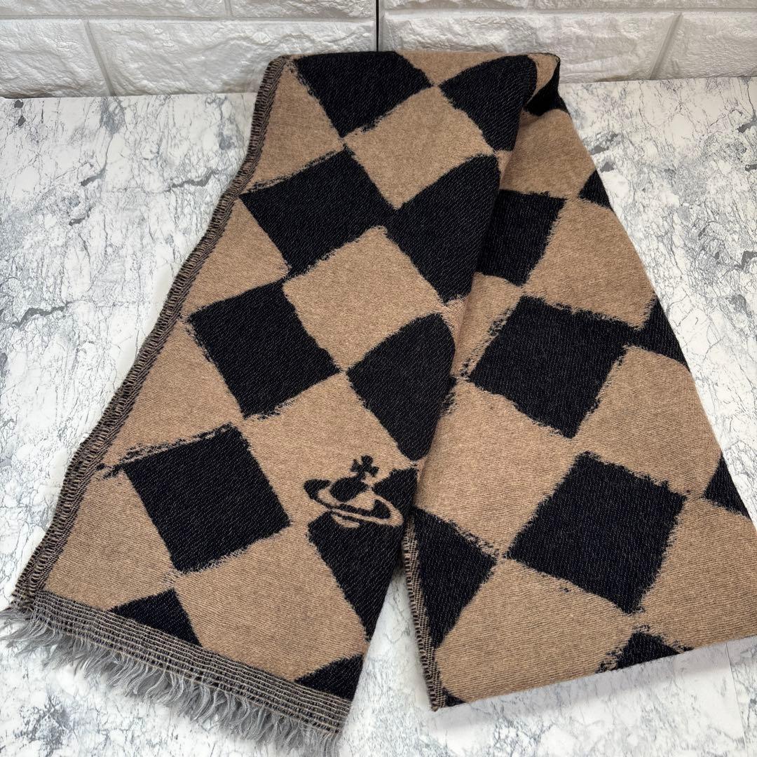 【美品】Vivienne Westwood ダイヤチェック柄 マフラー ウール