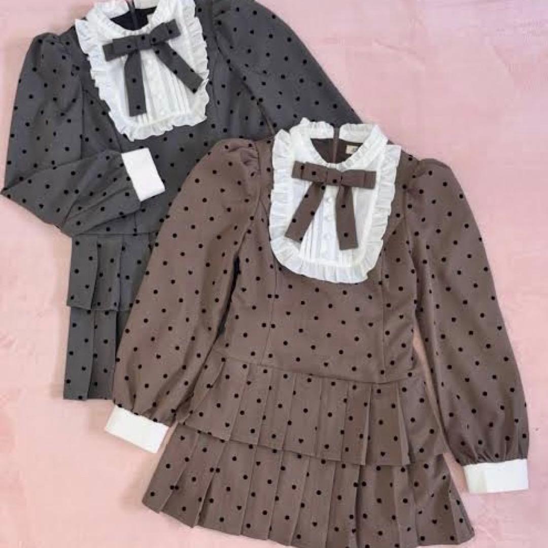 evelyn プリーツティアードミニOP ワンピース グレー