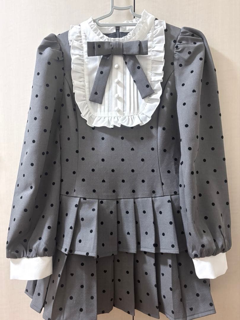 evelyn プリーツティアードミニOP ワンピース グレー