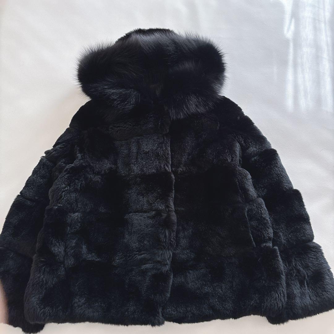 グレースコンチネンタル　ファーコートジャケット　ラビットファー　ブラック　36