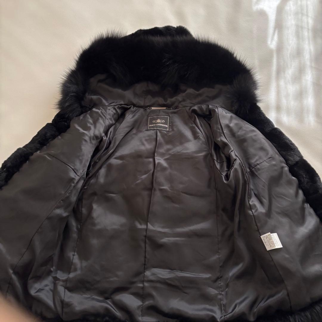 グレースコンチネンタル　ファーコートジャケット　ラビットファー　ブラック　36