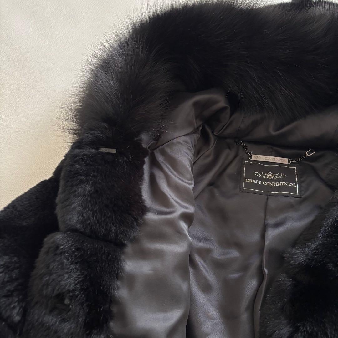 グレースコンチネンタル　ファーコートジャケット　ラビットファー　ブラック　36