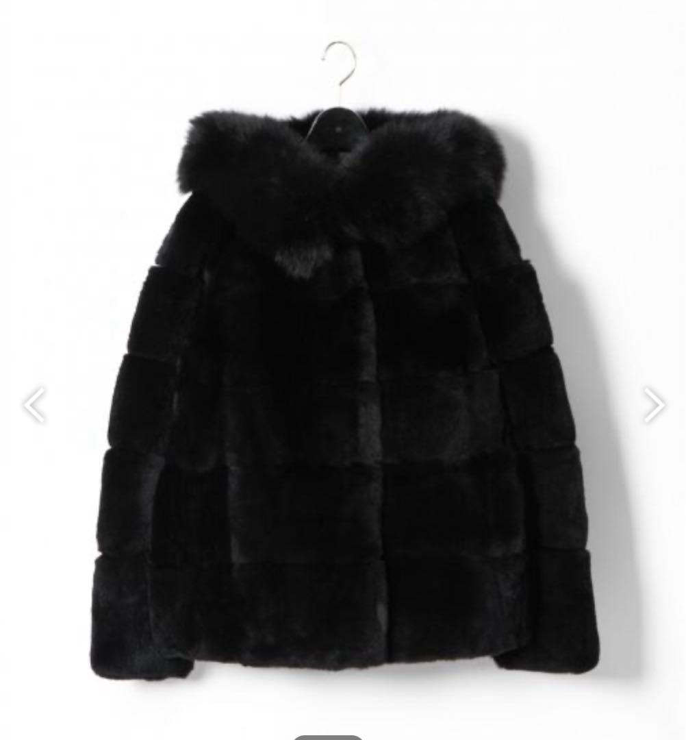 グレースコンチネンタル　ファーコートジャケット　ラビットファー　ブラック　36