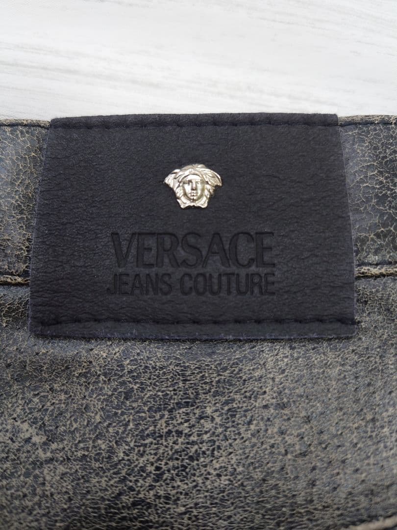 VERSACE JEANS COUTURE 本革 レザーパンツ 50 ブラック