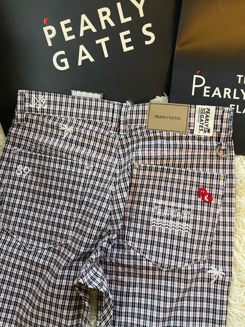 パーリーゲイツ男女共用C/Pe変形ドビーカルゼ 先染めチェックパンツサイズ3