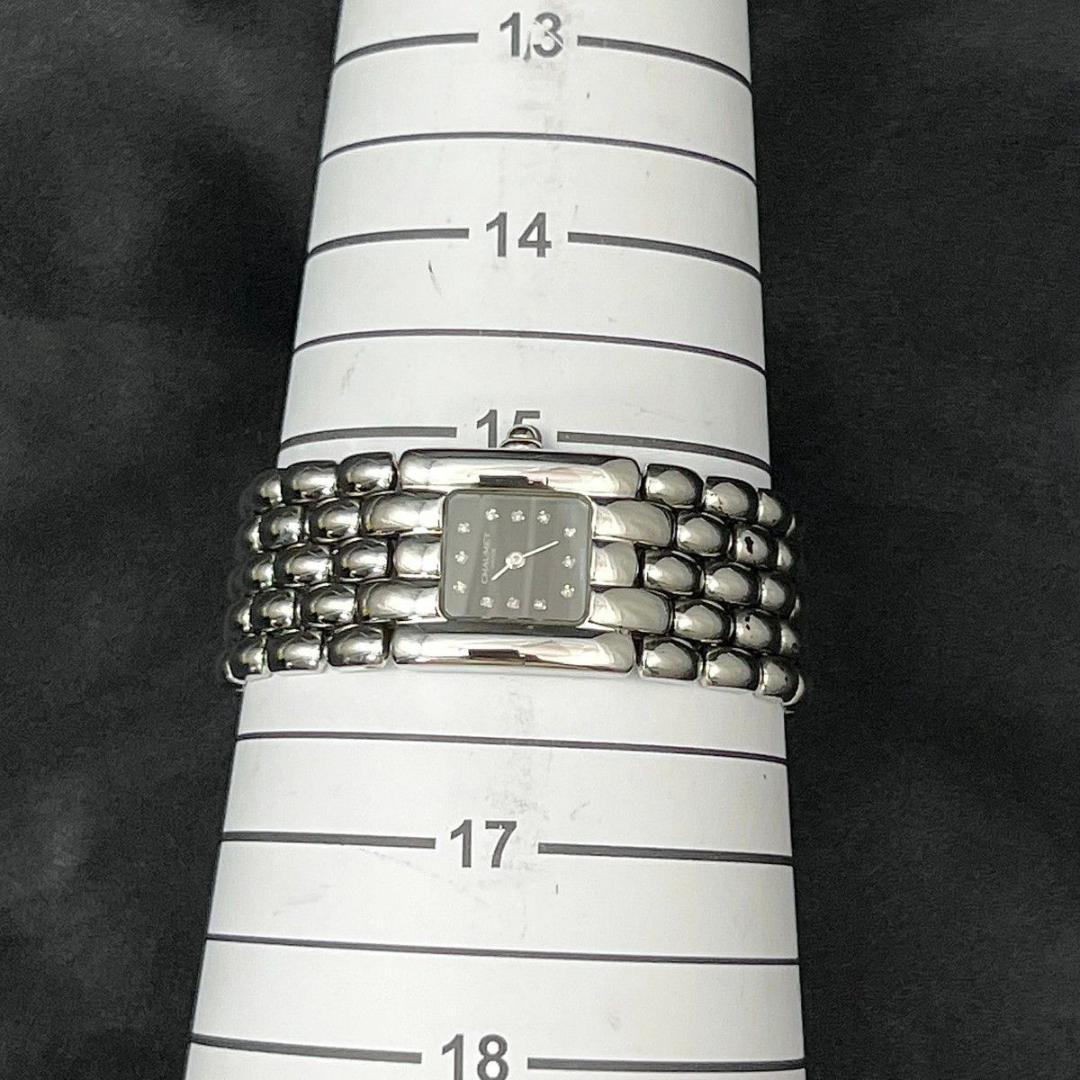 【新品電池】 ショーメ 12Pダイヤ ケイシス シルバー スクエア 黒文字盤