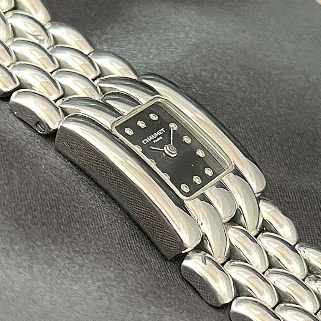 【新品電池】 ショーメ 12Pダイヤ ケイシス シルバー スクエア 黒文字盤