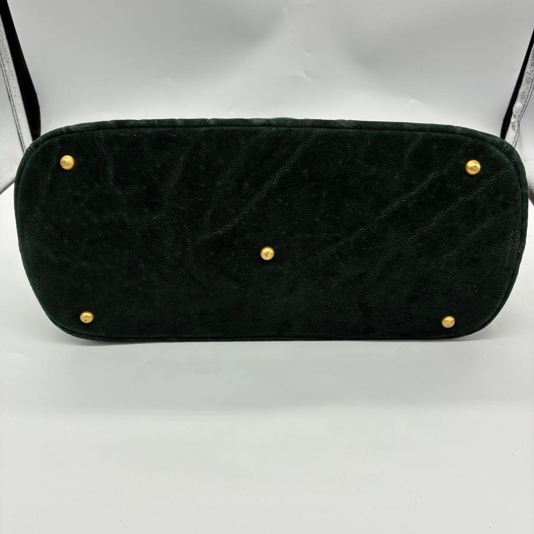 未使用】JRA エレファントレザー　ハンドバッグ　トートバッグ　グリーン　象革