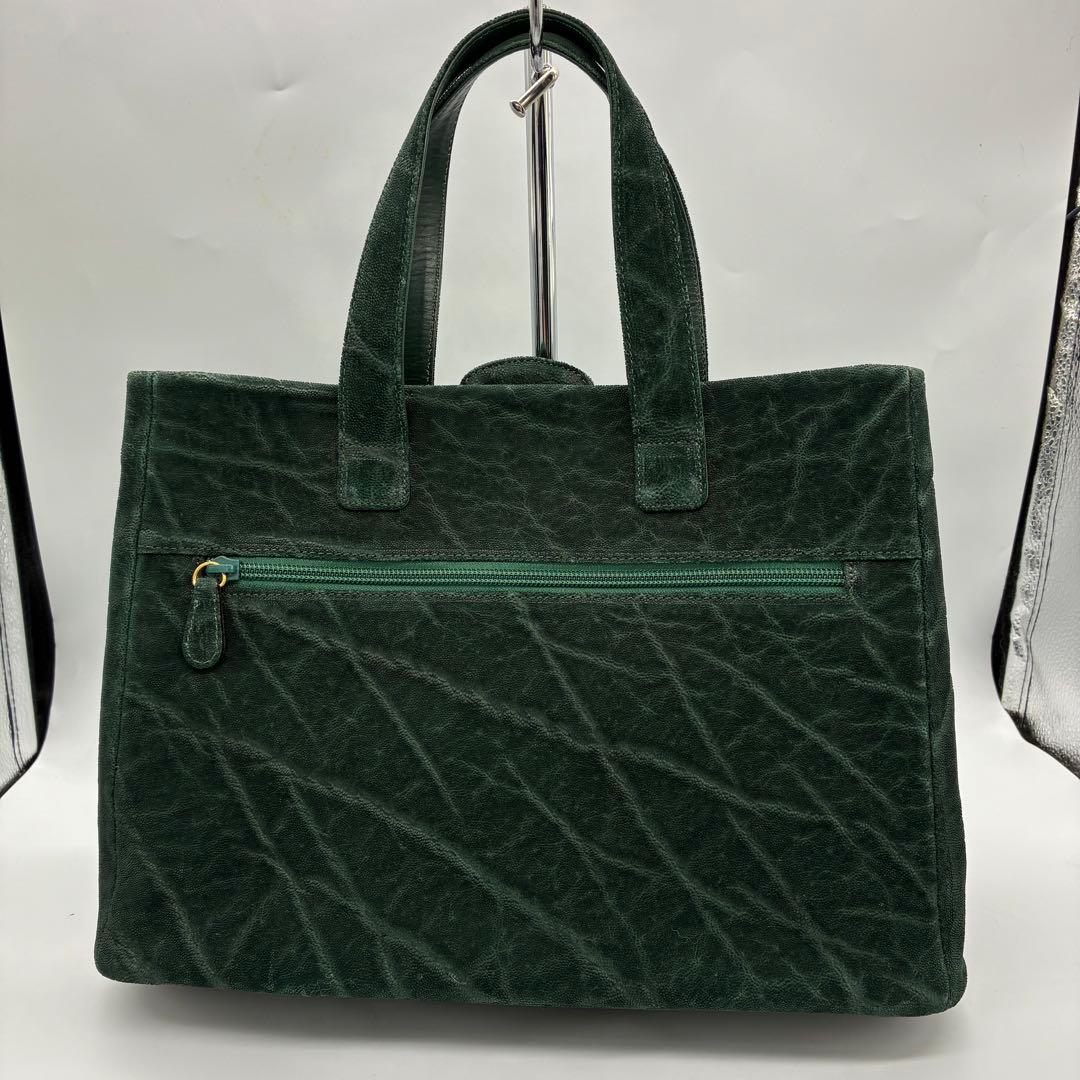 未使用】JRA エレファントレザー　ハンドバッグ　トートバッグ　グリーン　象革