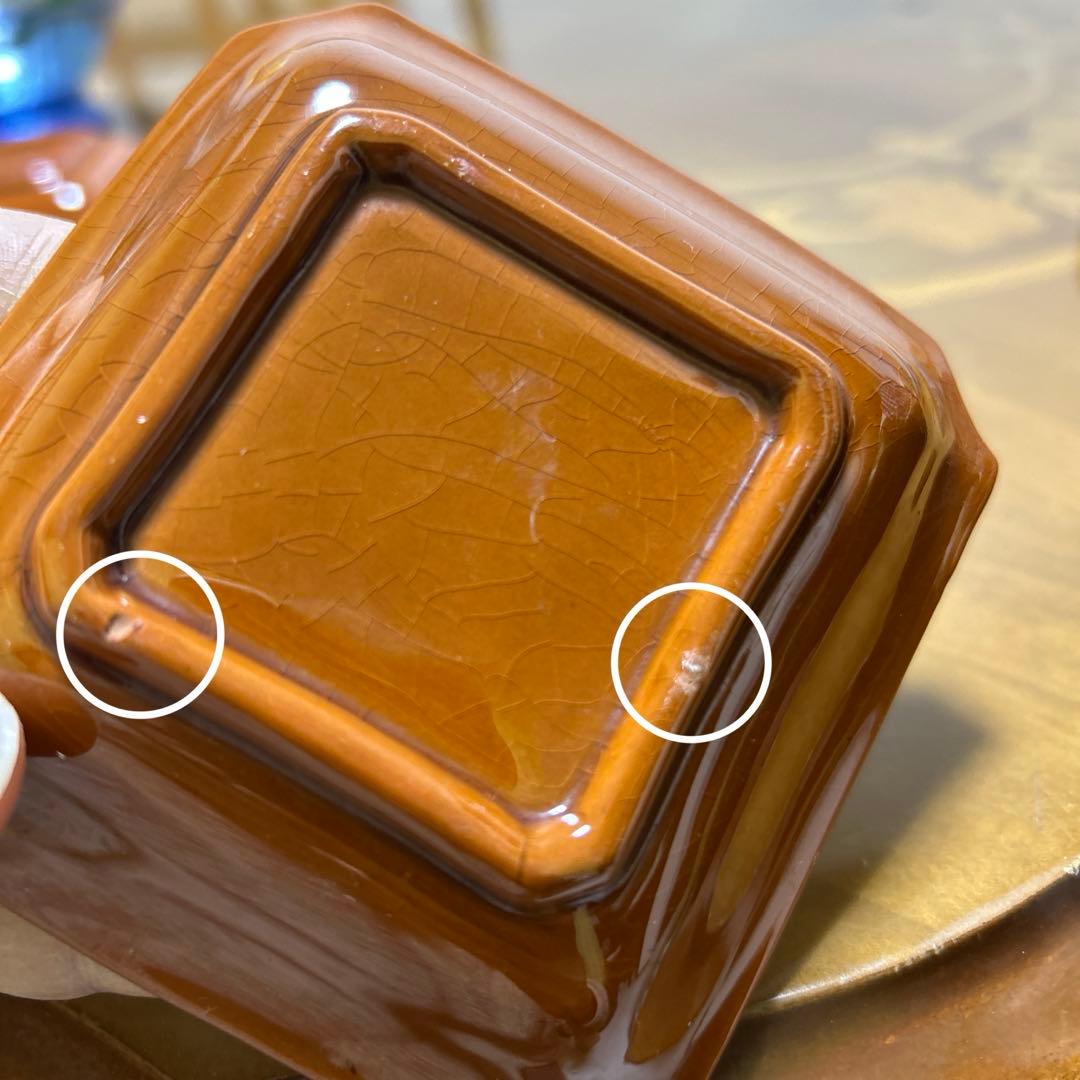 珉平焼 民平焼 小皿 淡路珉平焼 手塩皿 アンティーク　7枚 柿釉薬