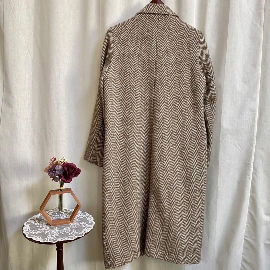 ラルドゥート新品紙タグ付き⭐️ リサイクル素材 ヘリンボーンコートチェスターコート