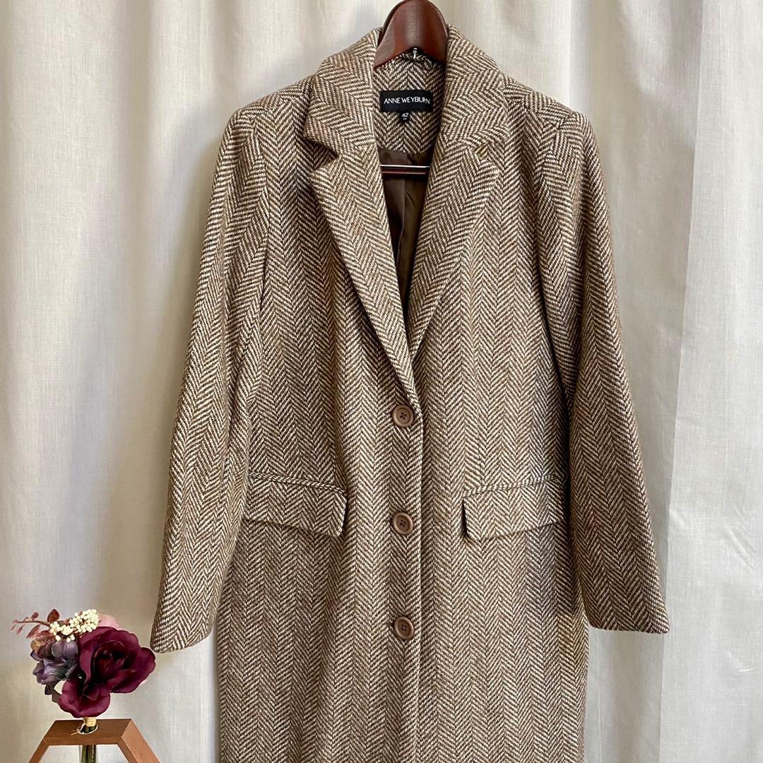 ラルドゥート新品紙タグ付き⭐️ リサイクル素材 ヘリンボーンコートチェスターコート