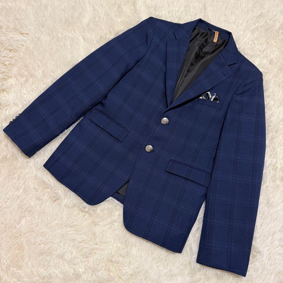 美品✨ワンダーファクトリー　男子フォーマルスーツ　6点セット　ネイビー　チェック