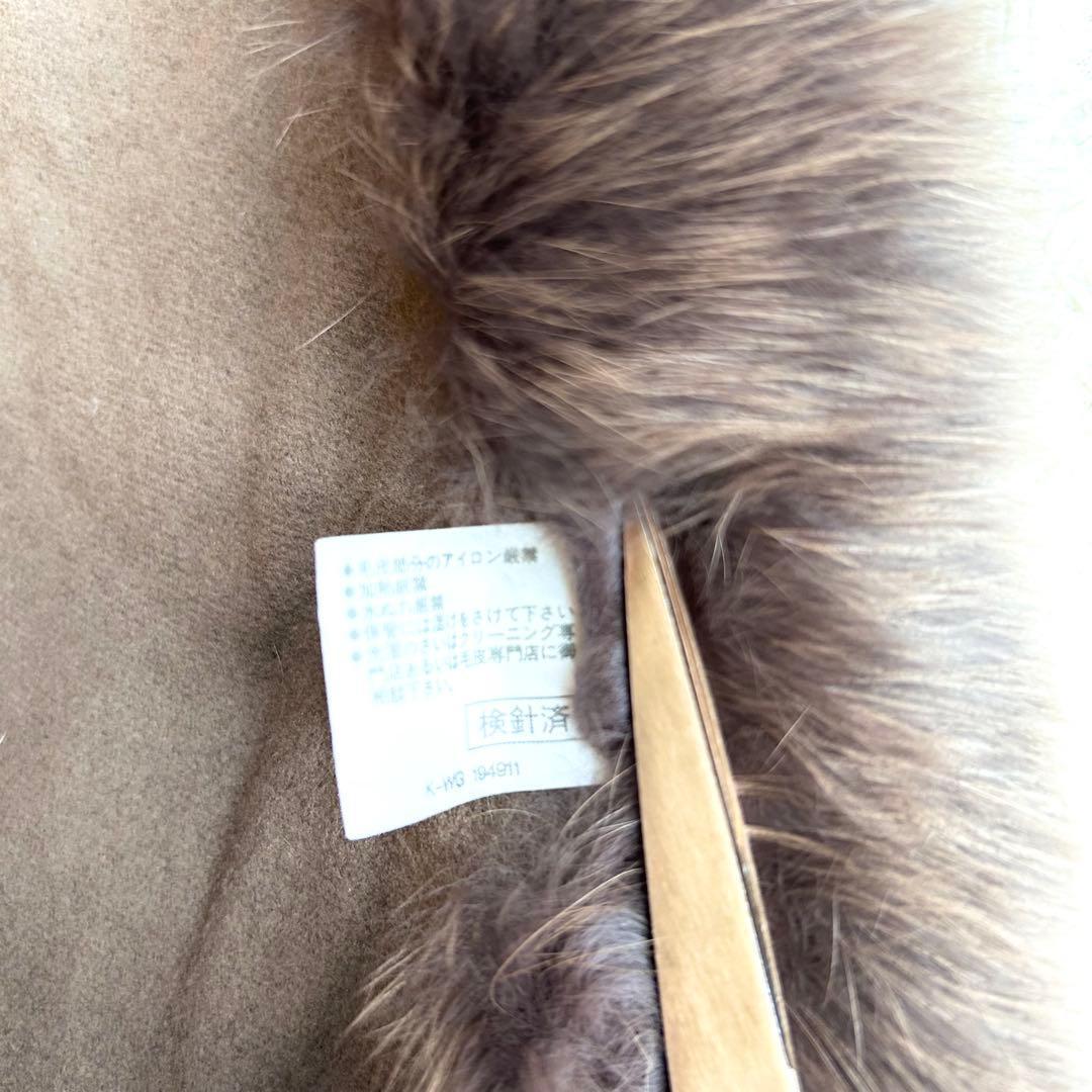 【カシミヤ✨️フォックス ポンチョ】 フード付き 本毛皮 マント コート 茶