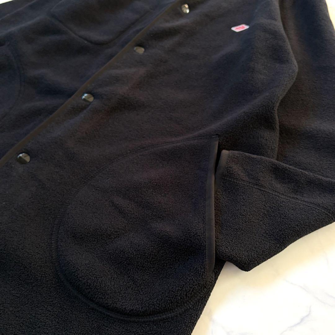 DANTON フリースノーカラーコート ボア ロング丈 【S】黒