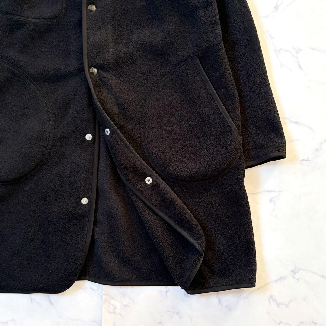 DANTON フリースノーカラーコート ボア ロング丈 【S】黒