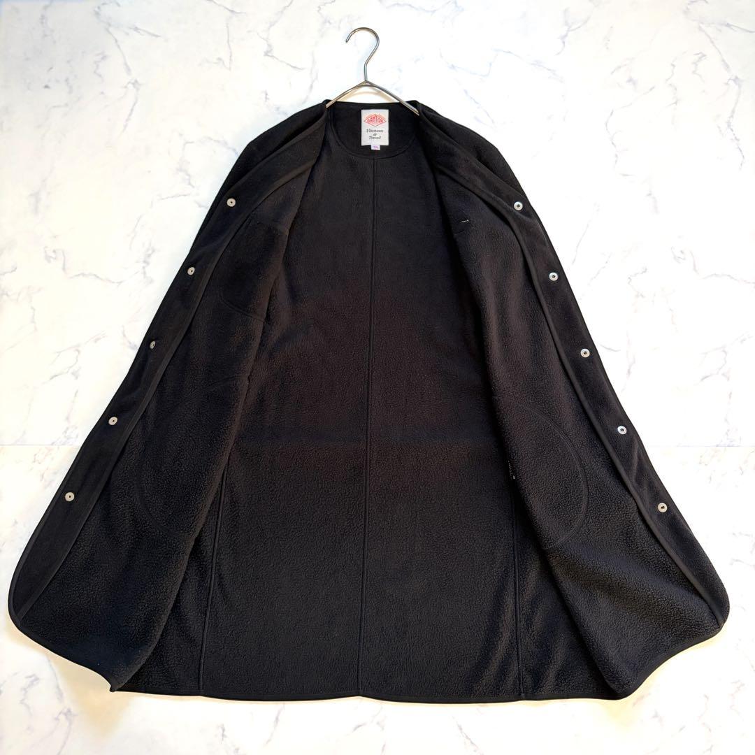 DANTON フリースノーカラーコート ボア ロング丈 【S】黒