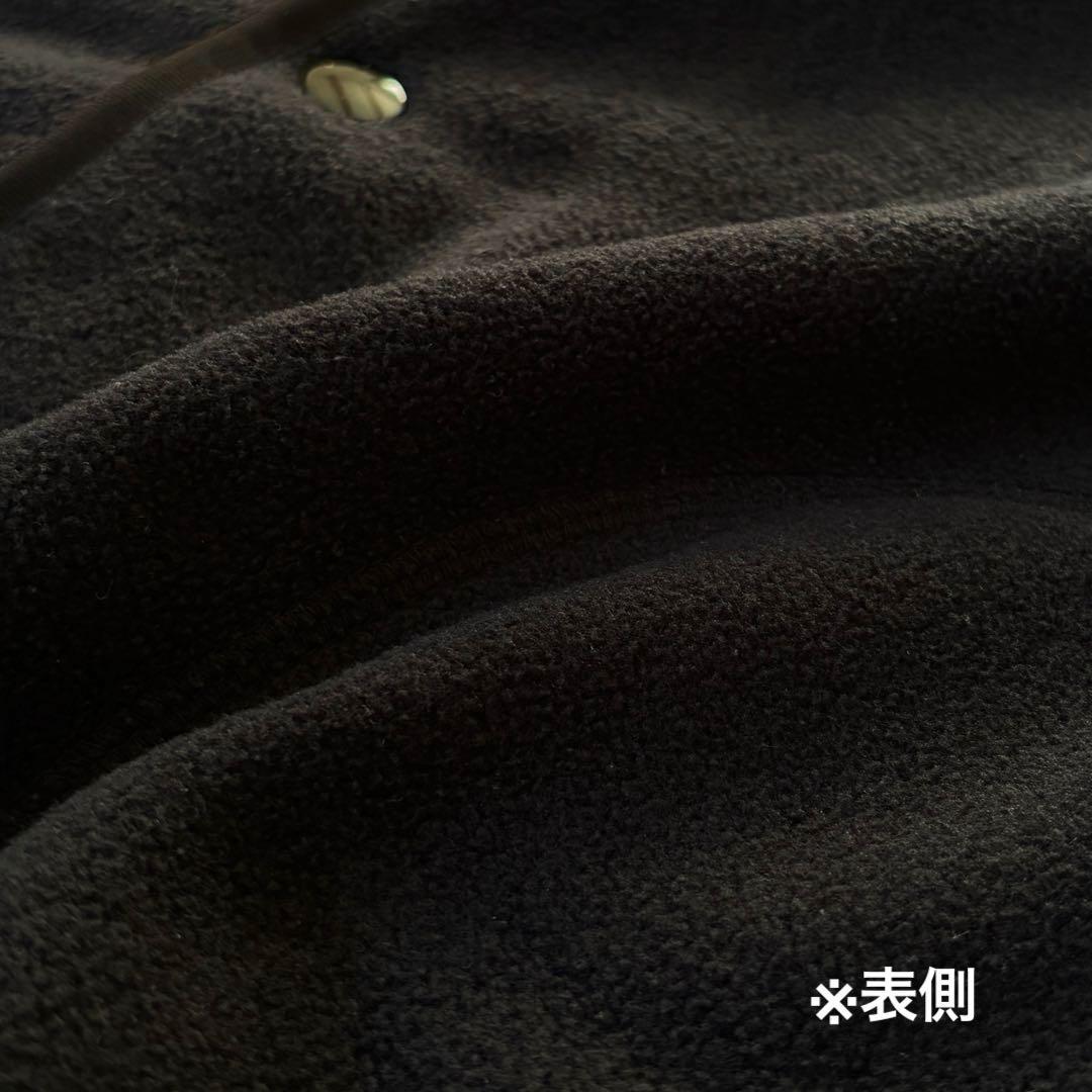 DANTON フリースノーカラーコート ボア ロング丈 【S】黒