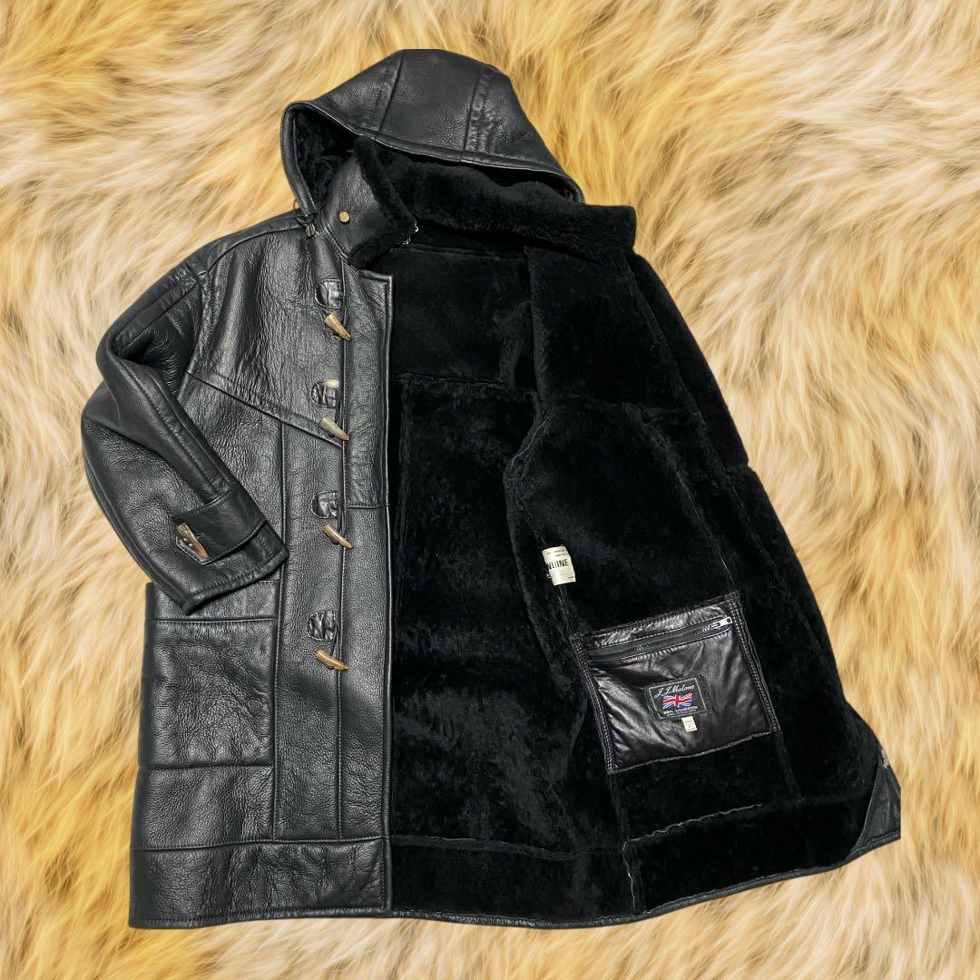 交渉中gco34 フーディーラムレザームートンダッフルコート　フード取外し可能