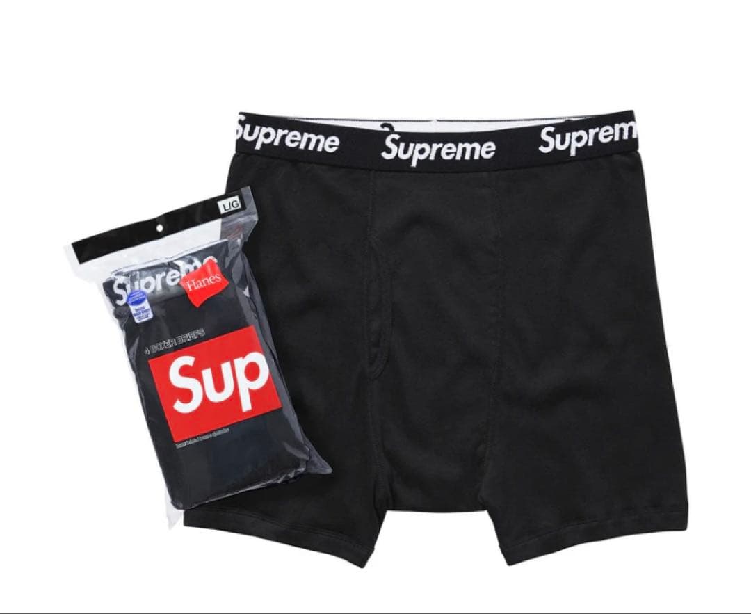 下着・アンダーウェア SupremeHanesBoxerBriefs (4 Pack) \"Black\"