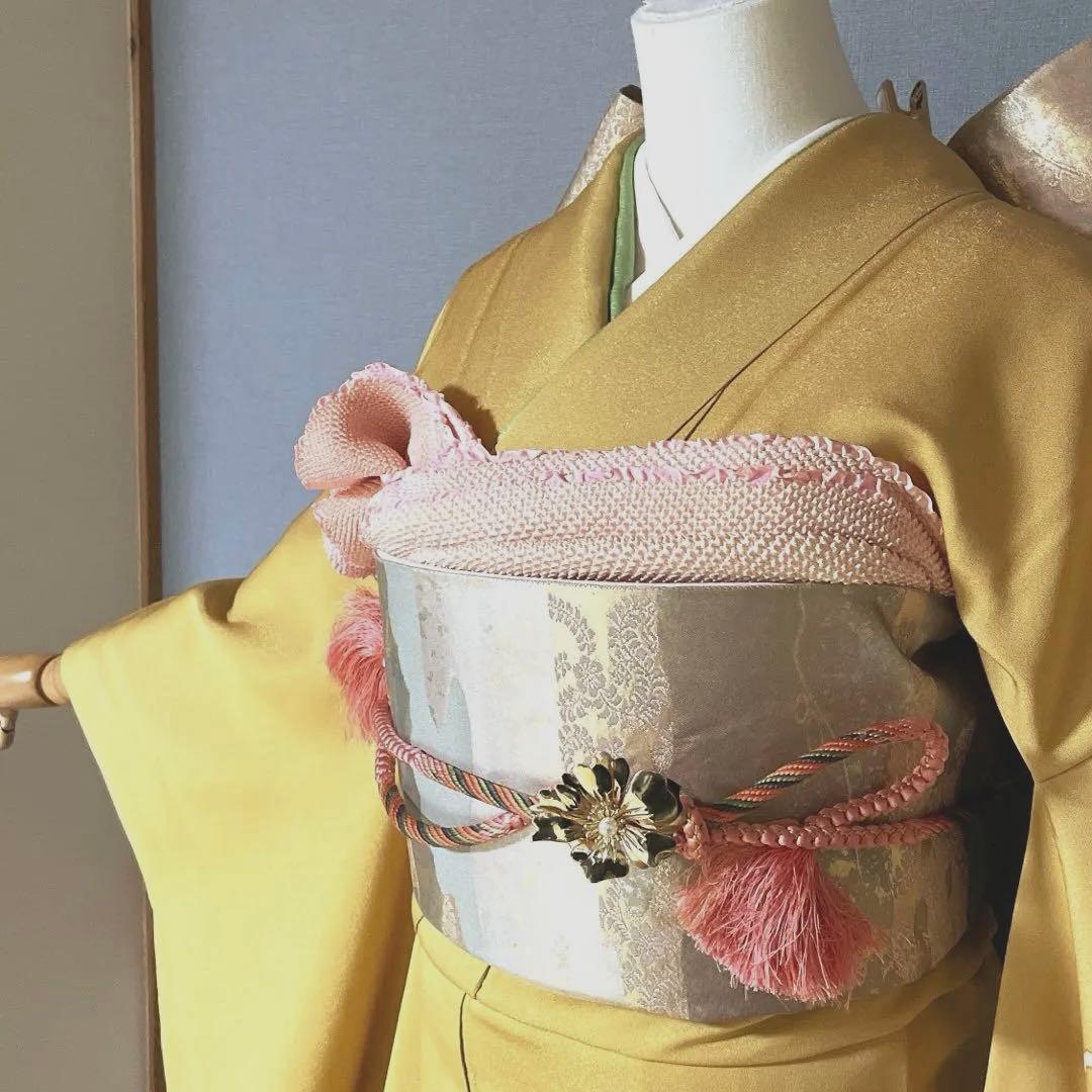 振袖フルセット　高身長　手描き友禅　鳳凰　成人式振袖　振袖　黄色