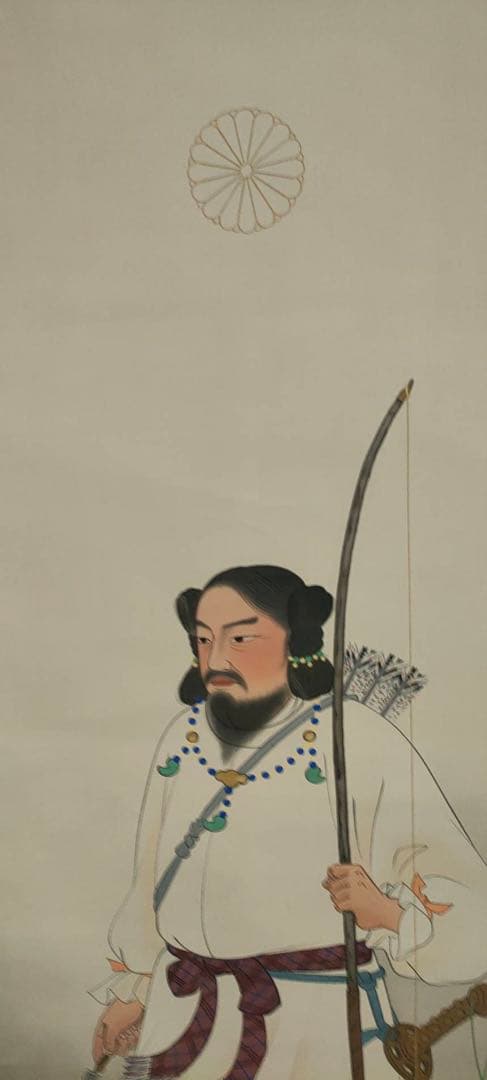 掛軸 橿原神宮 神武天皇御尊影 カク山画 絹本肉筆 共木箱付