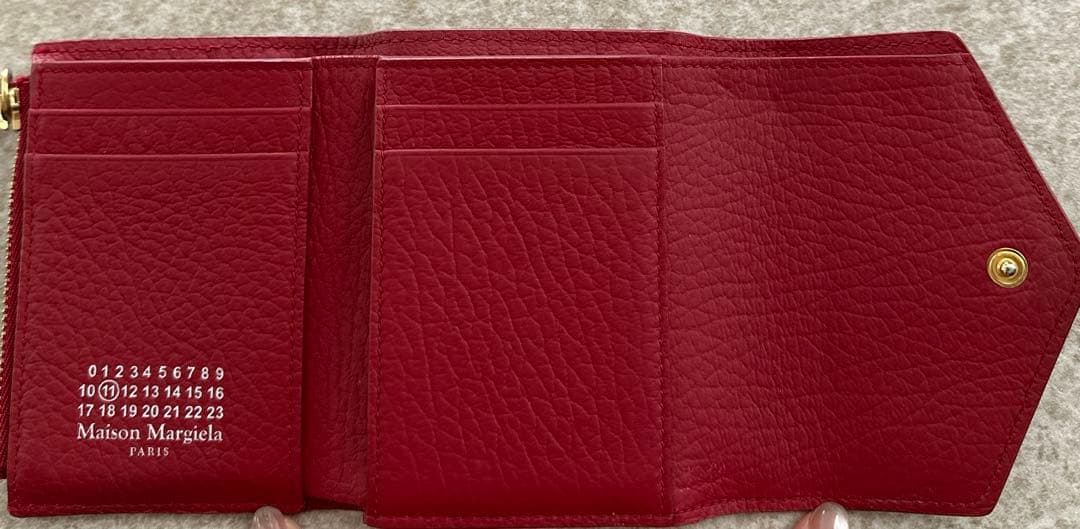 Maison Margiela レザー三つ折り財布 レッド