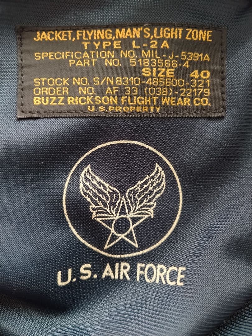 BUZZ RICKSON L-2A フライトジャケット サイズ40 ネイビー