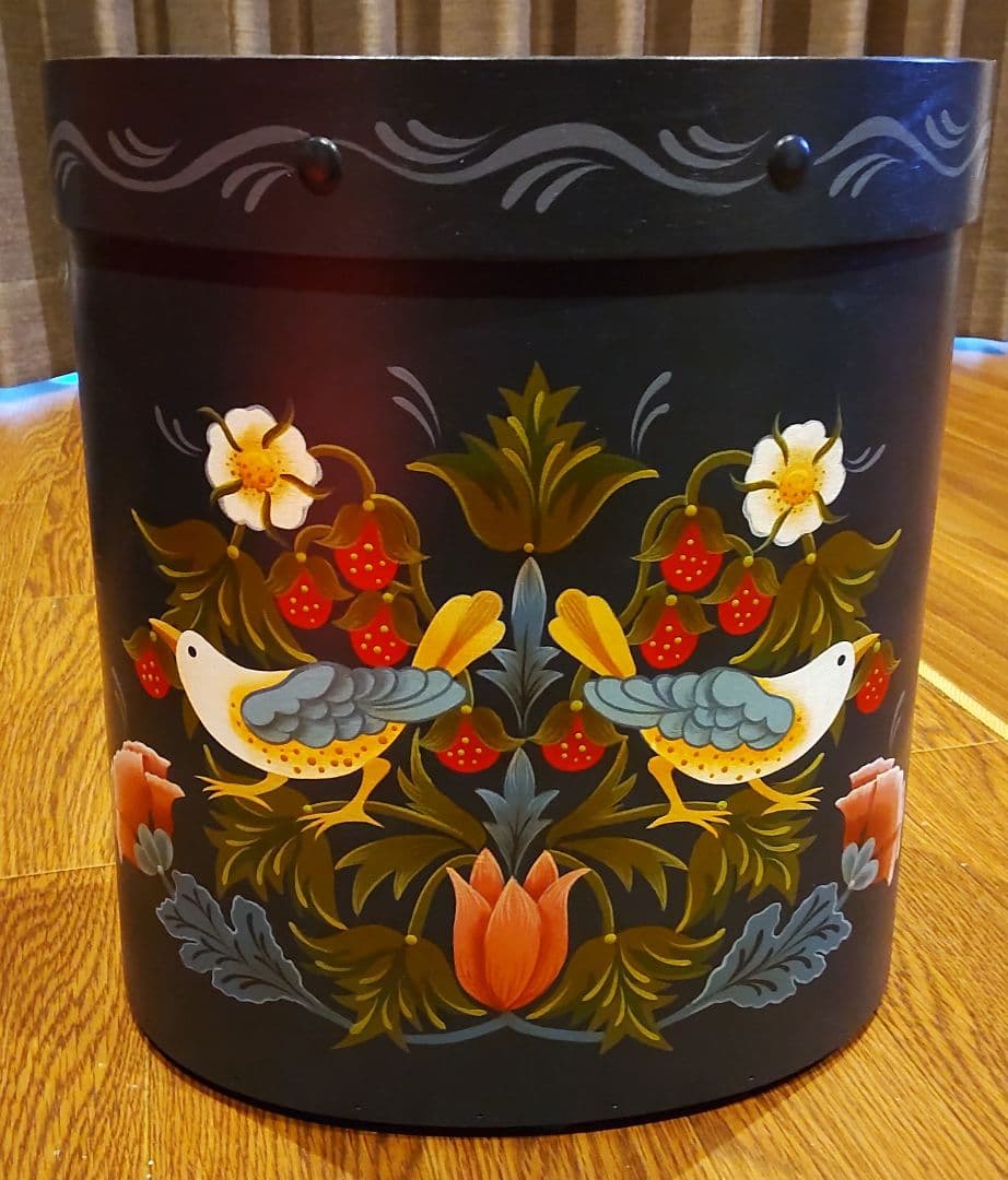 ウィリアムモリス トールペイント 手描き ハンドペイント ごみ箱 鳥 ダスト