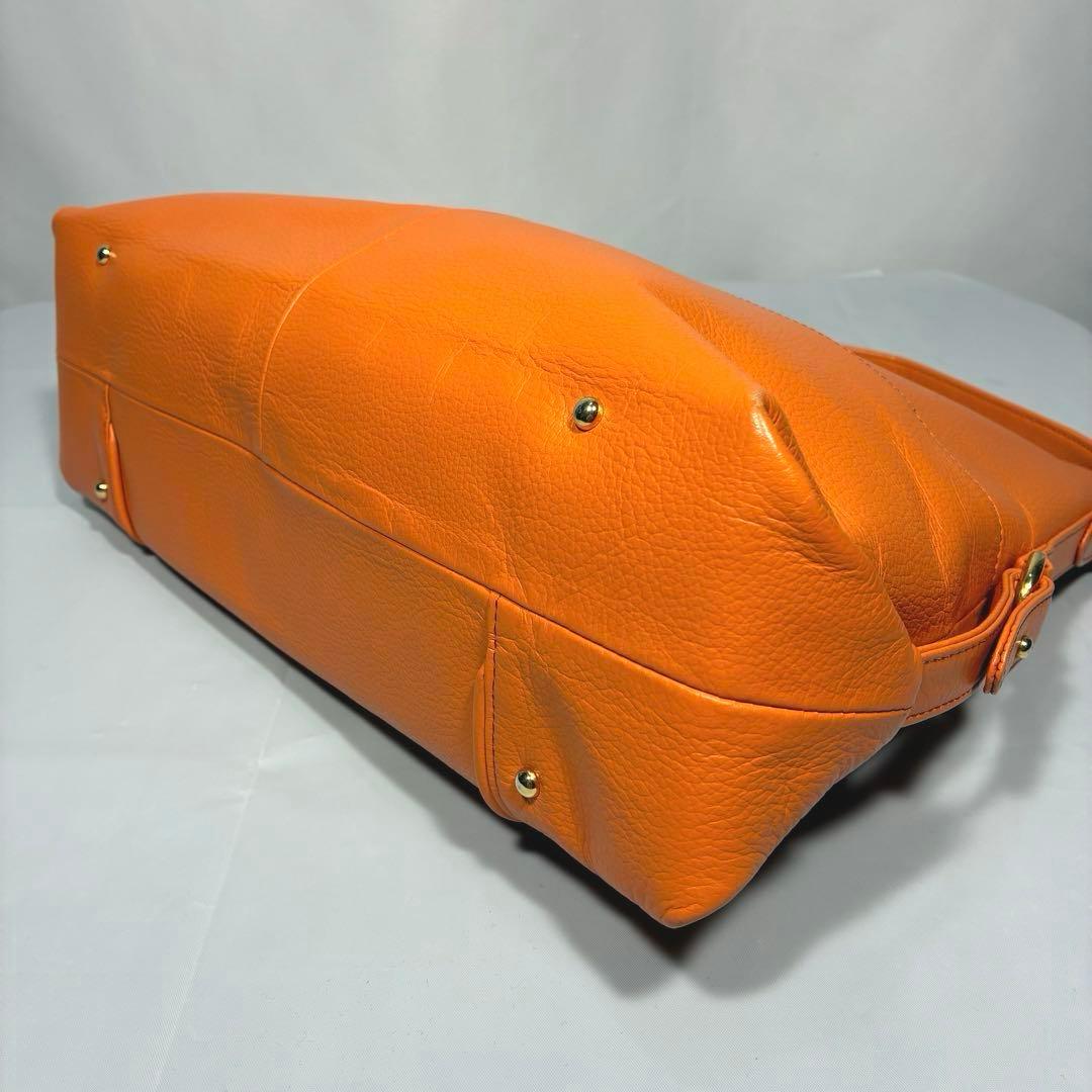 HAMANO 本革 2way トートバッグ オレンジ 傳濱野 レザー 皇室御用達