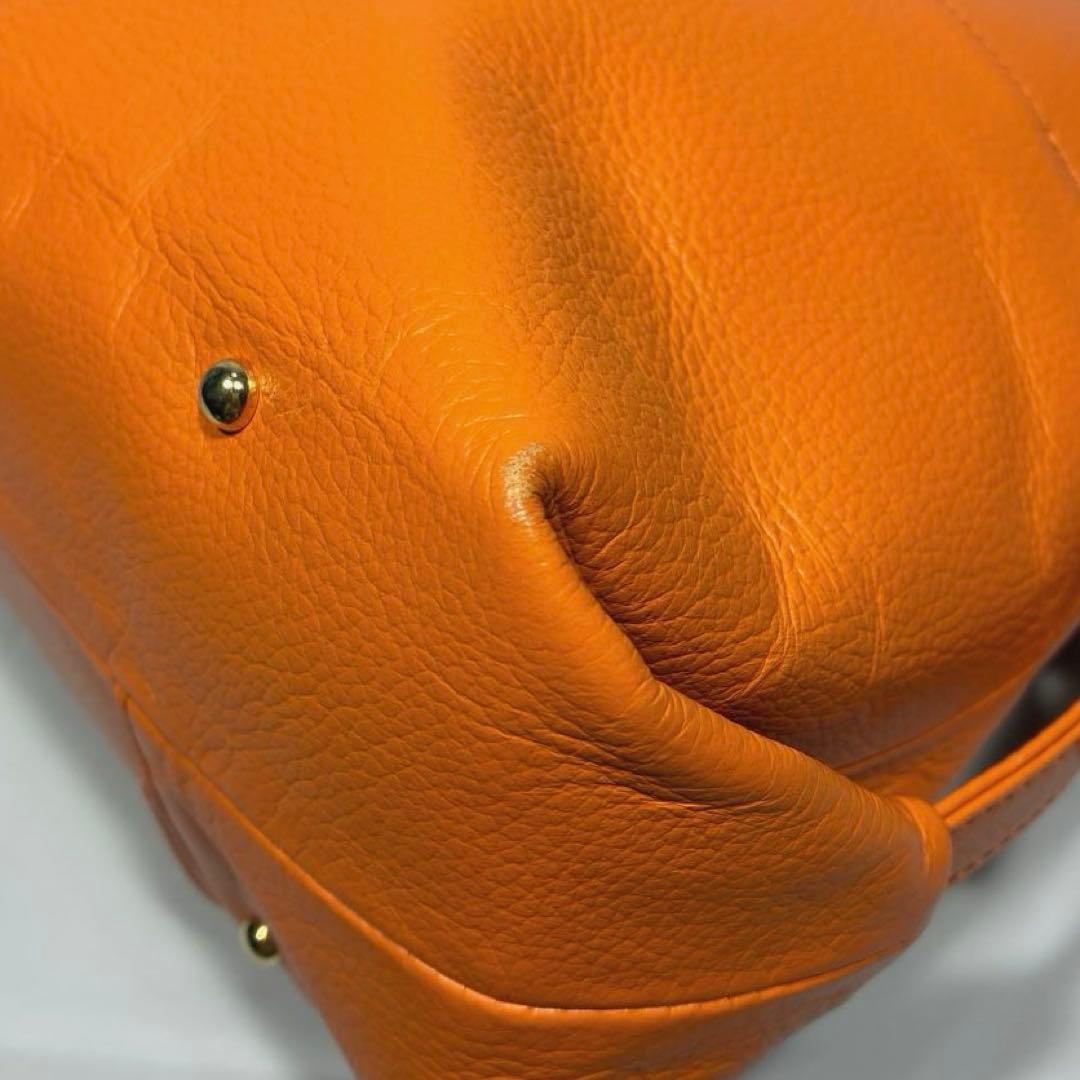 HAMANO 本革 2way トートバッグ オレンジ 傳濱野 レザー 皇室御用達